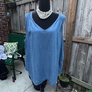 Time and Tru Denim Blue Sleeveless Top